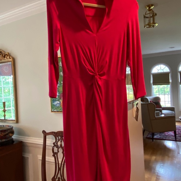 Muse deep pink twisted knot waist dress size 10. - Picture 2 of 8